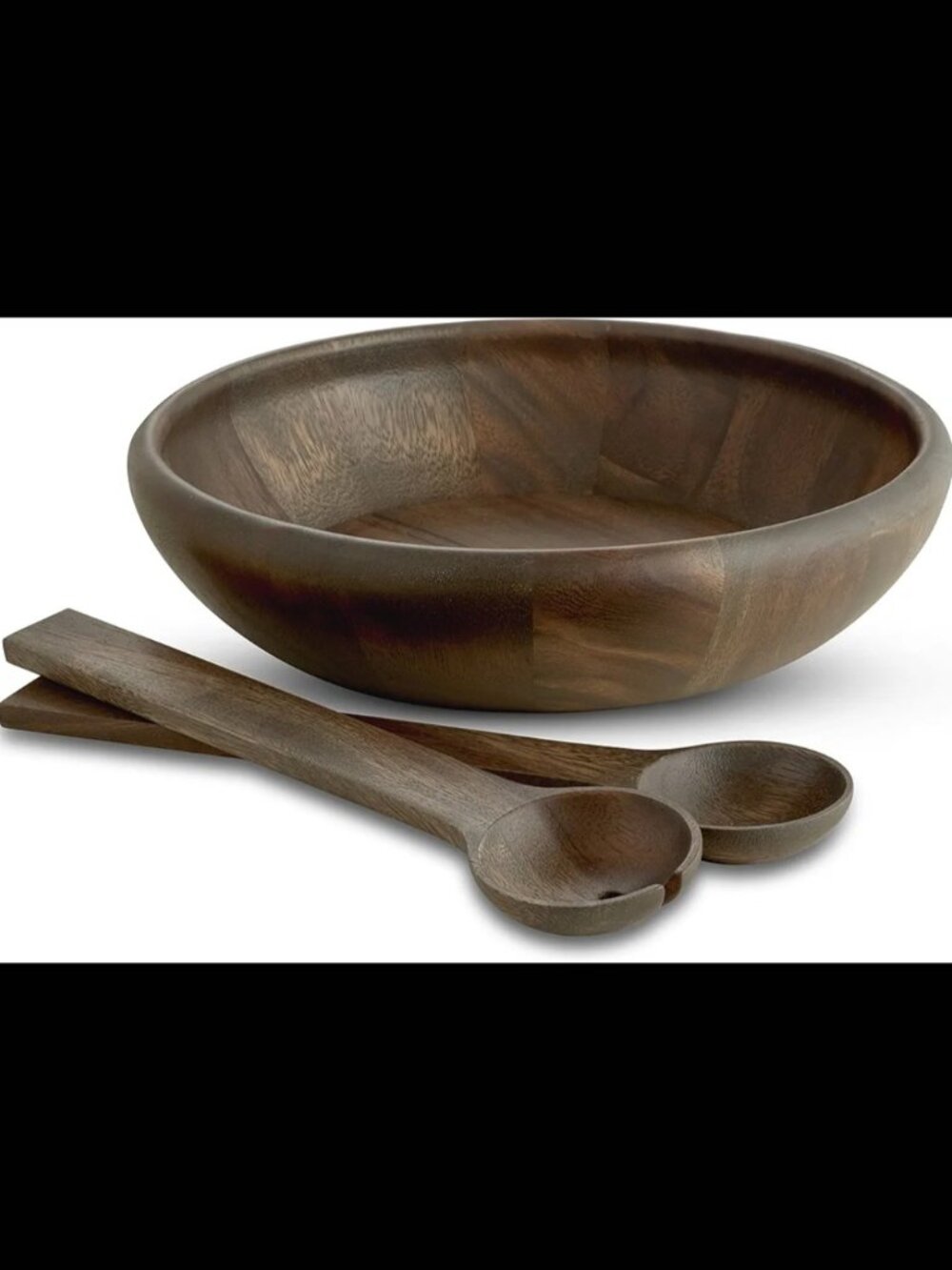 NEW Box Wedgwood Vera Wang Gradients Wood Round Bowl with Servers, 12", Brown